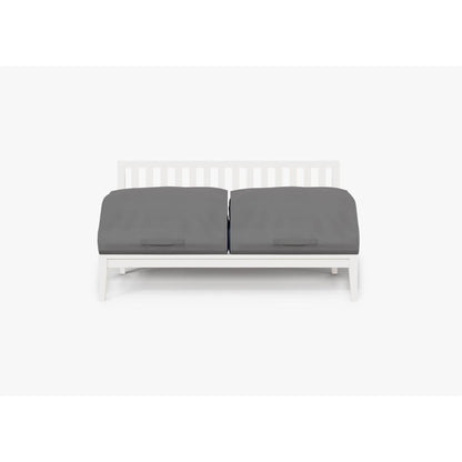 Live Outer 58" White Aluminum Outdoor Armless Loveseat With Deep Sea Navy Cushion