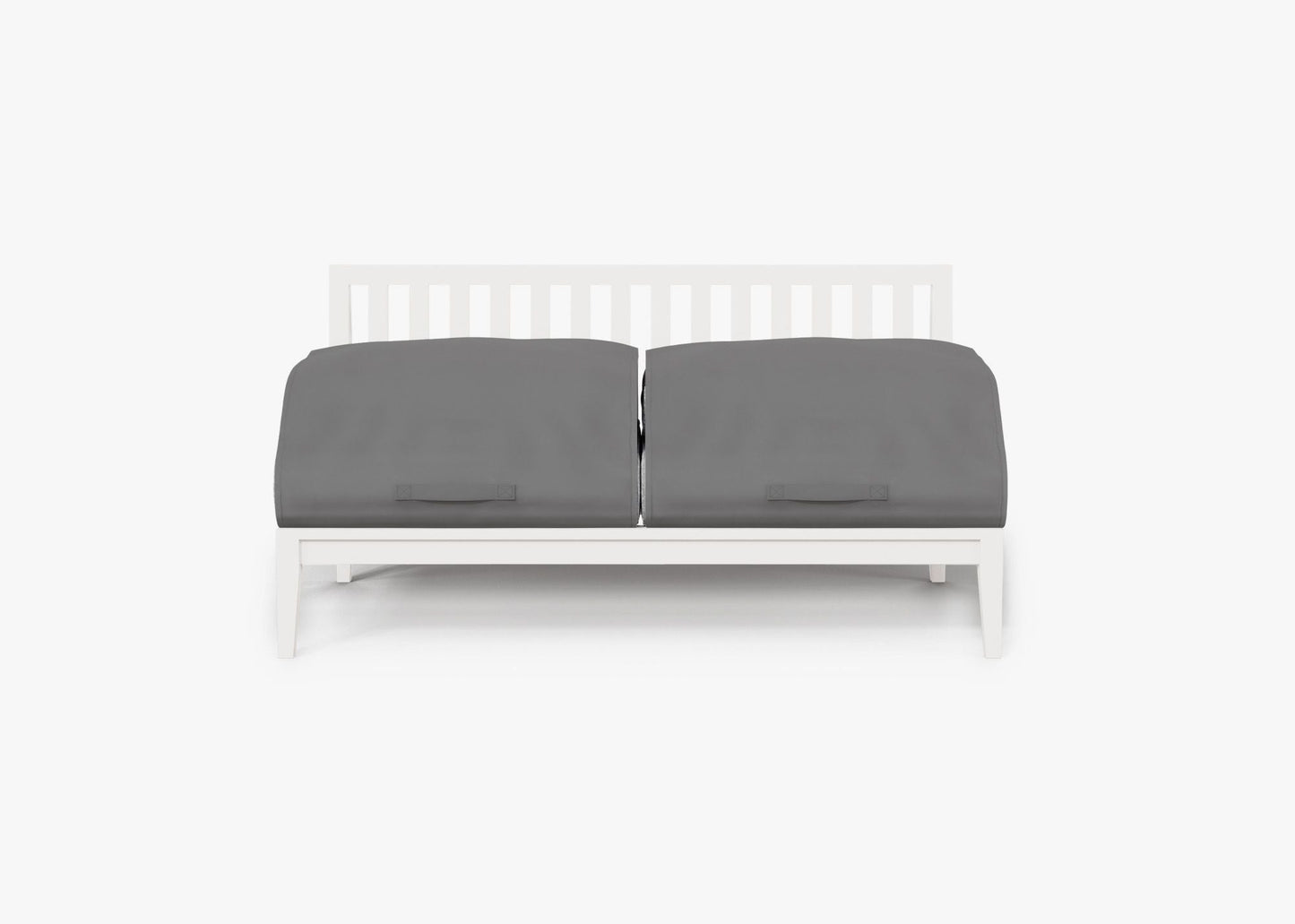 Live Outer 58" White Aluminum Outdoor Armless Loveseat With Pacific Fog Gray Cushion