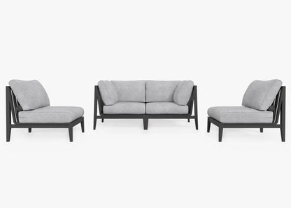 Live Outer 69" Charcoal Aluminum Outdoor Loveseat With Armless Chairs and Pacific Fog Gray Cushion (4-Seat)