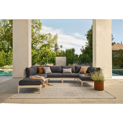 Live Outer 69" White Aluminum Outdoor Loveseat With Armless Chairs & Deep Sea Navy Cushion (4-Seat)