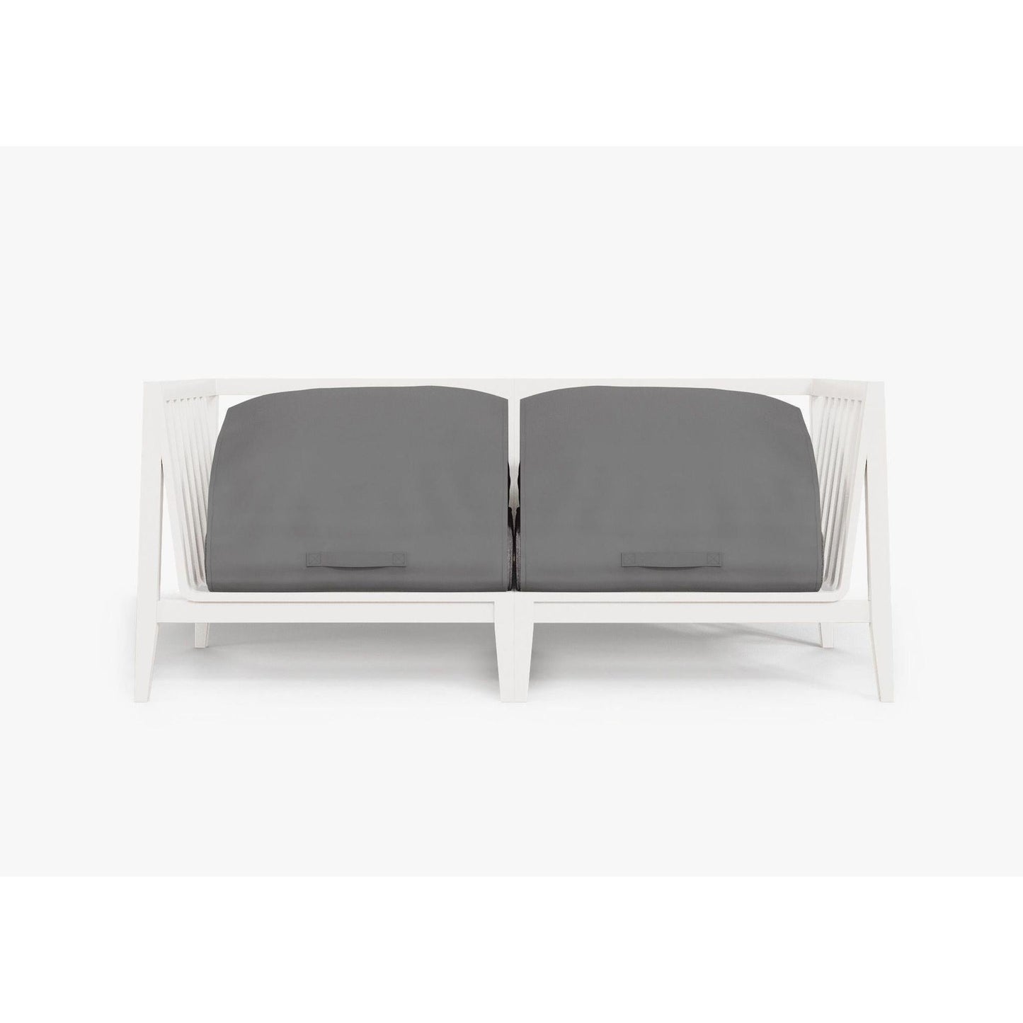 Live Outer 69" White Aluminum Outdoor Loveseat With Dark Pebble Gray Cushion