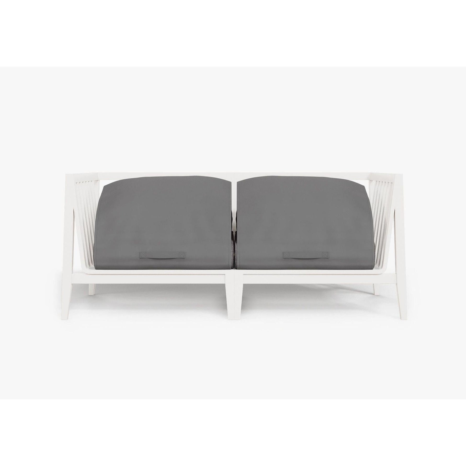 Live Outer 69" White Aluminum Outdoor Loveseat With Dark Pebble Gray Cushion