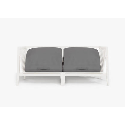 Live Outer 69" White Aluminum Outdoor Loveseat With Dark Pebble Gray Cushion