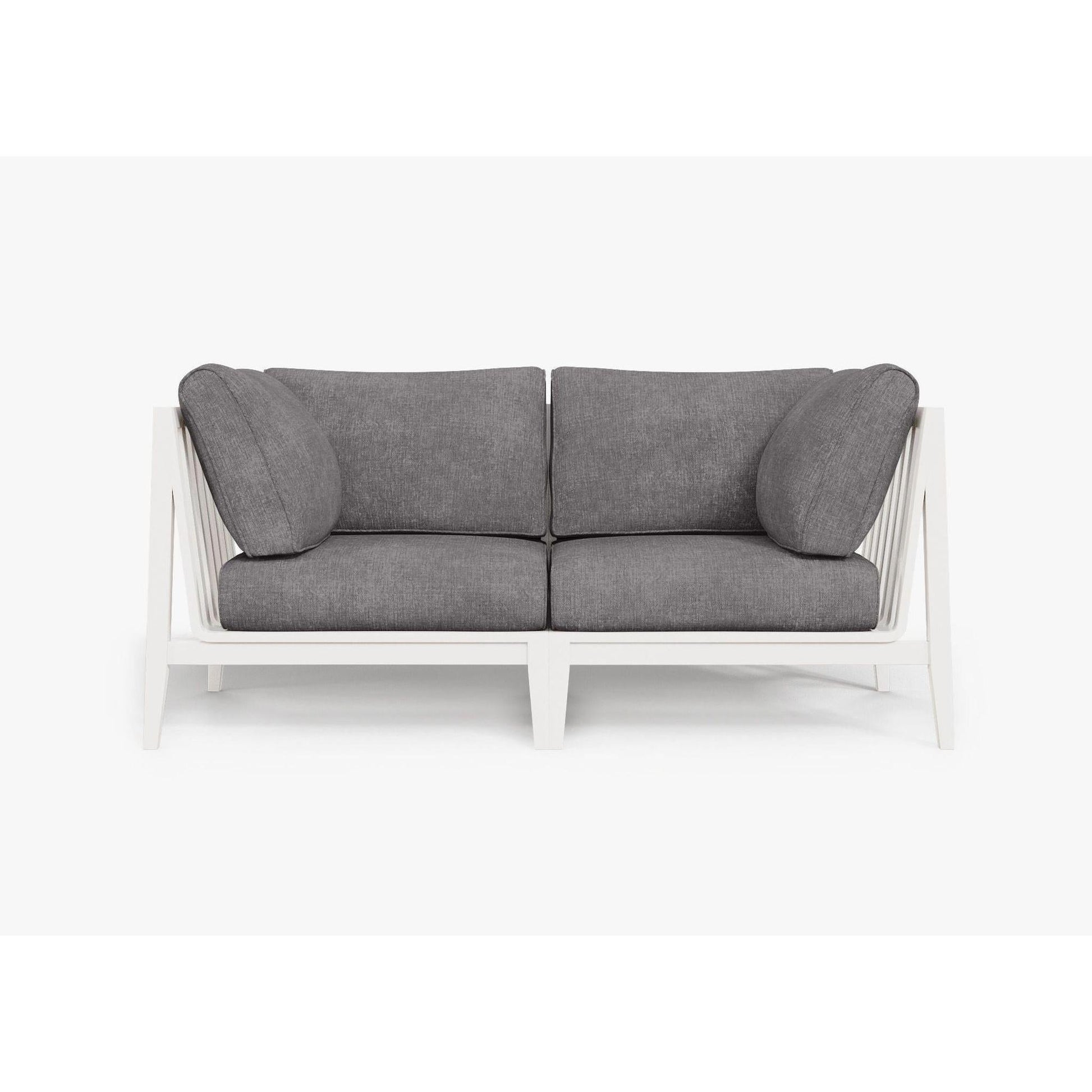 Live Outer 69" White Aluminum Outdoor Loveseat With Dark Pebble Gray Cushion