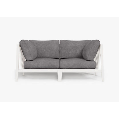 Live Outer 69" White Aluminum Outdoor Loveseat With Dark Pebble Gray Cushion