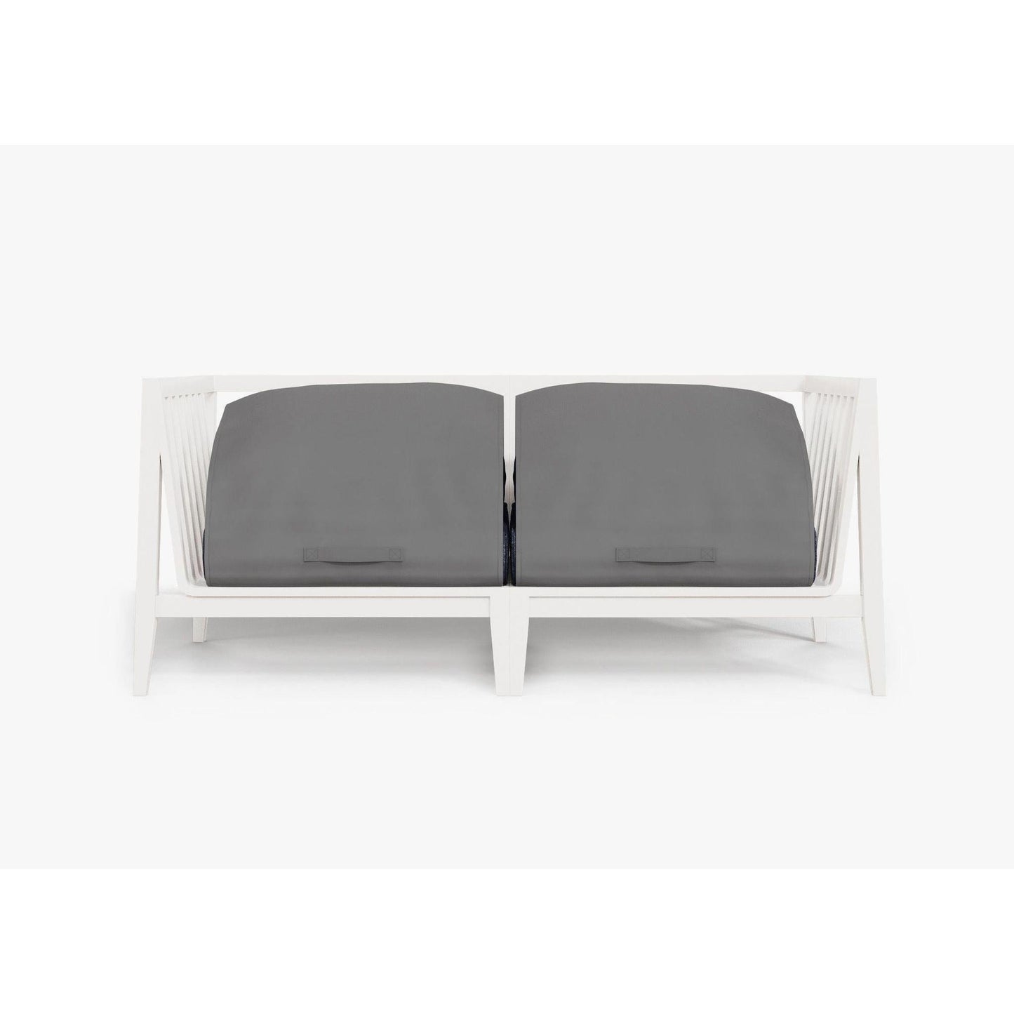Live Outer 69" White Aluminum Outdoor Loveseat With Deep Sea Navy Cushion