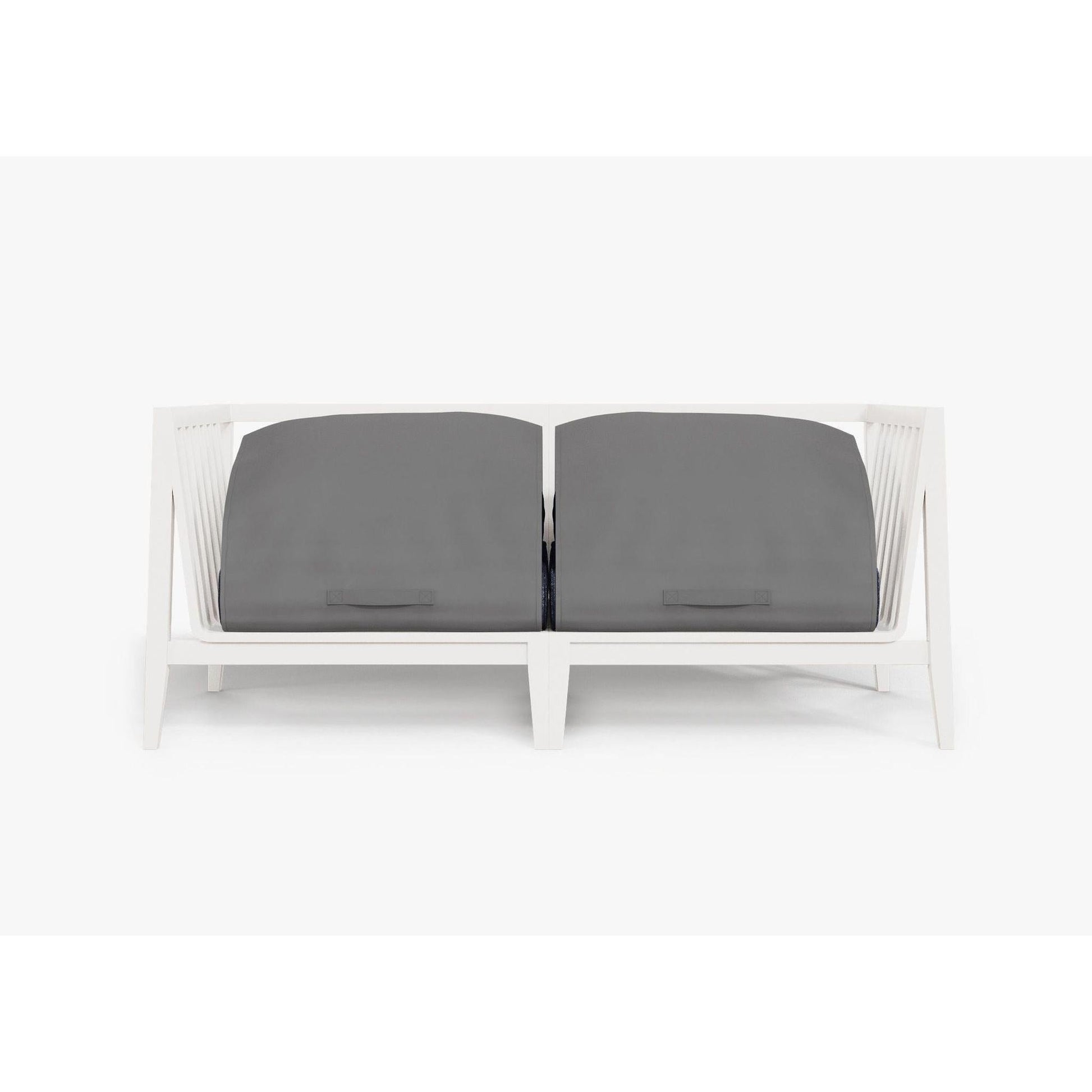 Live Outer 69" White Aluminum Outdoor Loveseat With Deep Sea Navy Cushion