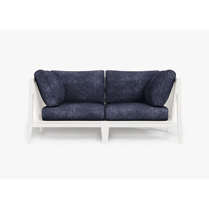 Live Outer 69" White Aluminum Outdoor Loveseat With Deep Sea Navy Cushion