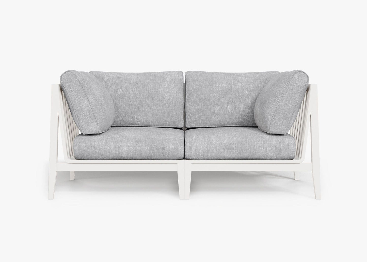 Live Outer 69" White Aluminum Outdoor Loveseat With Pacific Fog Gray Cushion