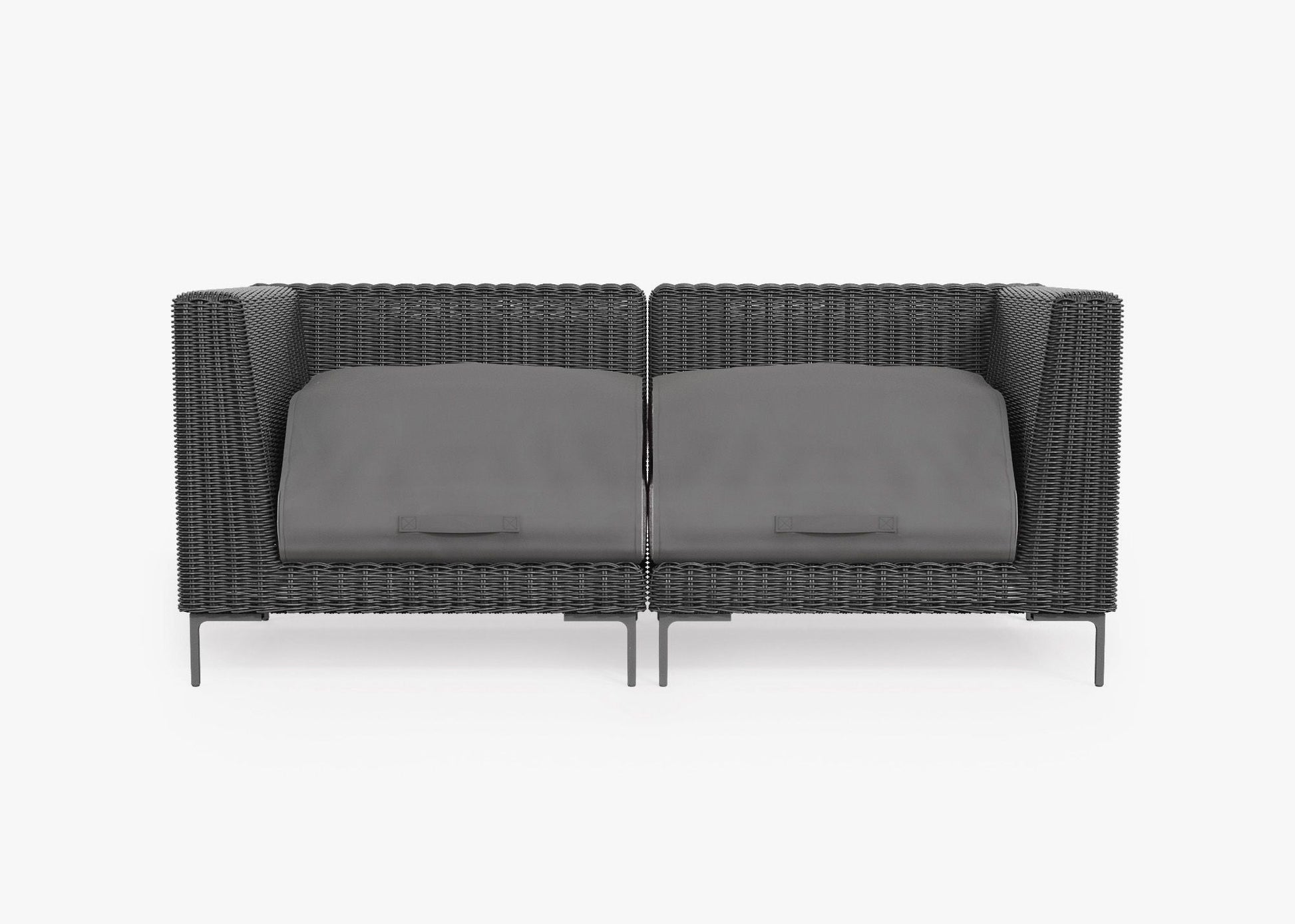 Live Outer 74" Black Wicker Outdoor Loveseat With Dark Pebble Gray Cushion