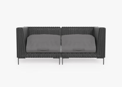 Live Outer 74" Black Wicker Outdoor Loveseat With Pacific Fog Gray Cushion