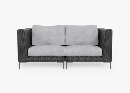 Live Outer 74" Black Wicker Outdoor Loveseat With Pacific Fog Gray Cushion