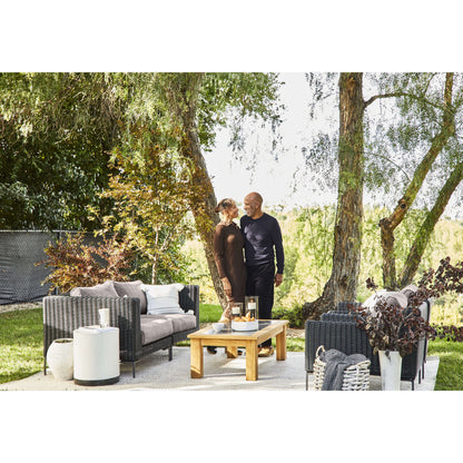 Live Outer 74" Black Wicker Outdoor Loveseat With Sandstone Gray Cushion
