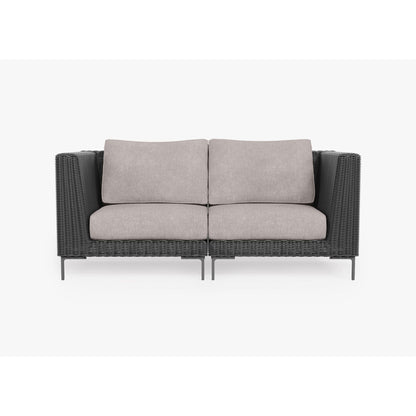 Live Outer 74" Black Wicker Outdoor Loveseat With Sandstone Gray Cushion
