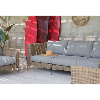 Live Outer 74" Brown Wicker Outdoor Loveseat With Armchairs & Pacific Fog Gray Cushion (4-Seat)