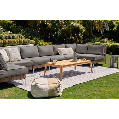 Live Outer 74" Brown Wicker Outdoor Loveseat With Armless Chairs & Dark Pebble Gray Cushion (4-Seat)