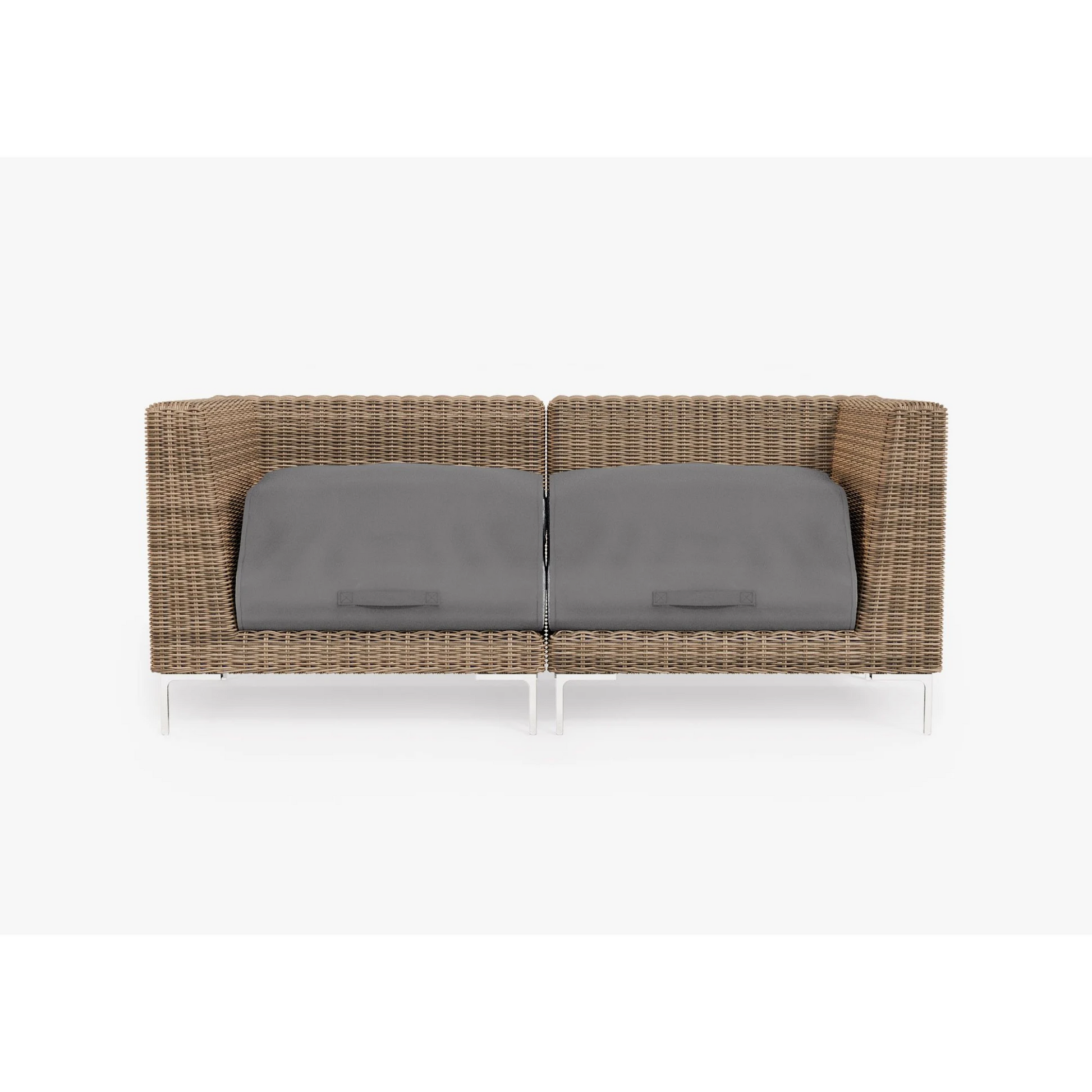 Live Outer 74" Brown Wicker Outdoor Loveseat With Pacific Fog Gray Cushion