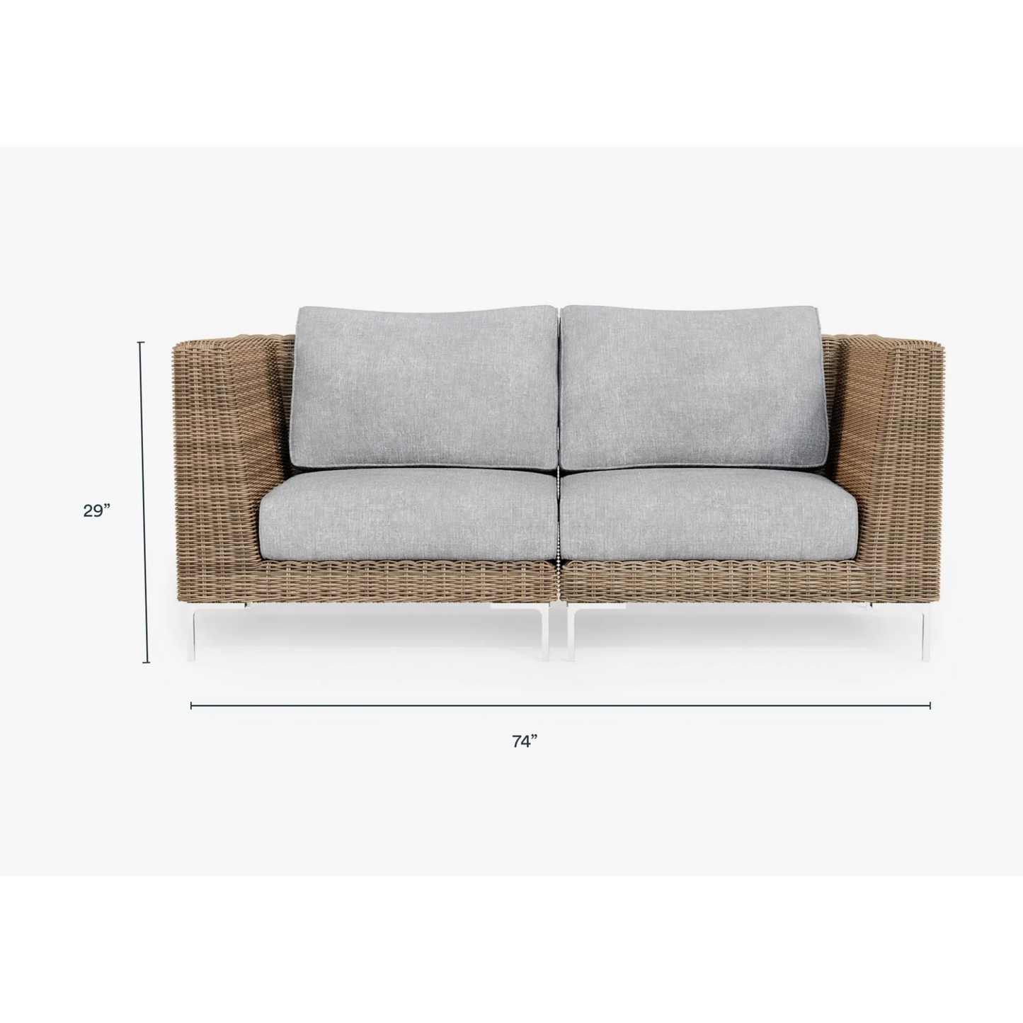 Live Outer 74" Brown Wicker Outdoor Loveseat With Pacific Fog Gray Cushion