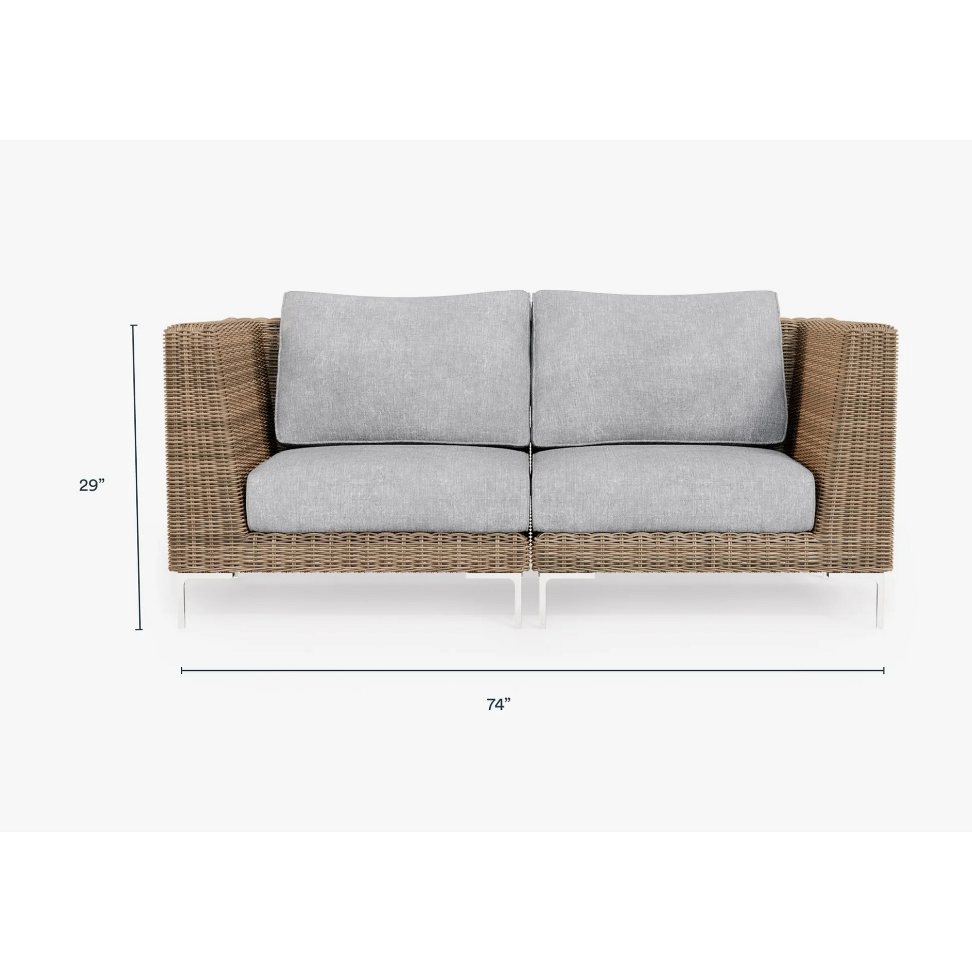 Live Outer 74" Brown Wicker Outdoor Loveseat With Pacific Fog Gray Cushion
