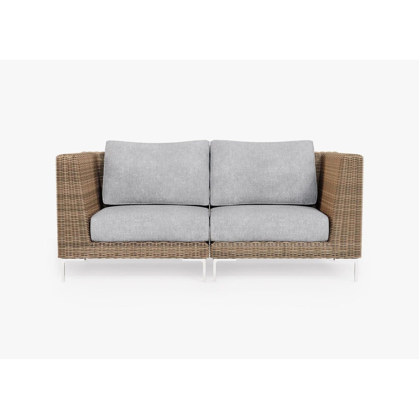 Live Outer 74" Brown Wicker Outdoor Loveseat With Pacific Fog Gray Cushion
