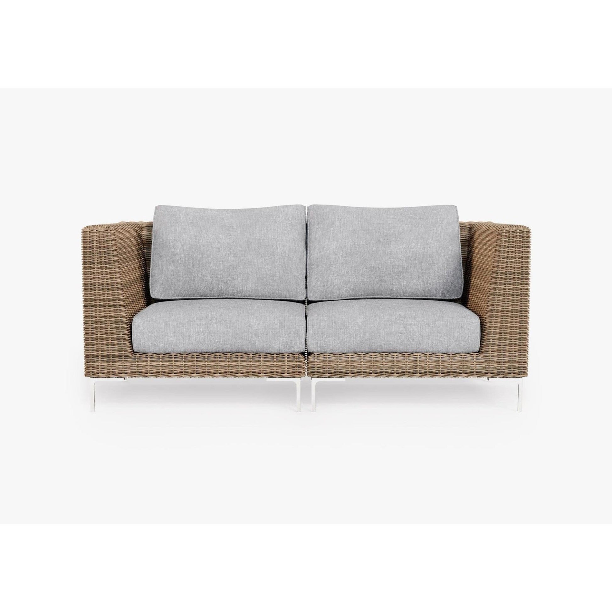 Live Outer 74" Brown Wicker Outdoor Loveseat With Pacific Fog Gray Cushion