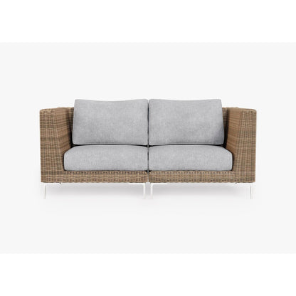 Live Outer 74" Brown Wicker Outdoor Loveseat With Pacific Fog Gray Cushion
