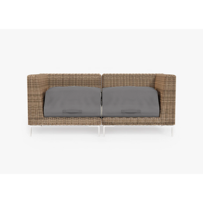 Live Outer 74" Brown Wicker Outdoor Loveseat With Palisades Cream Cushion