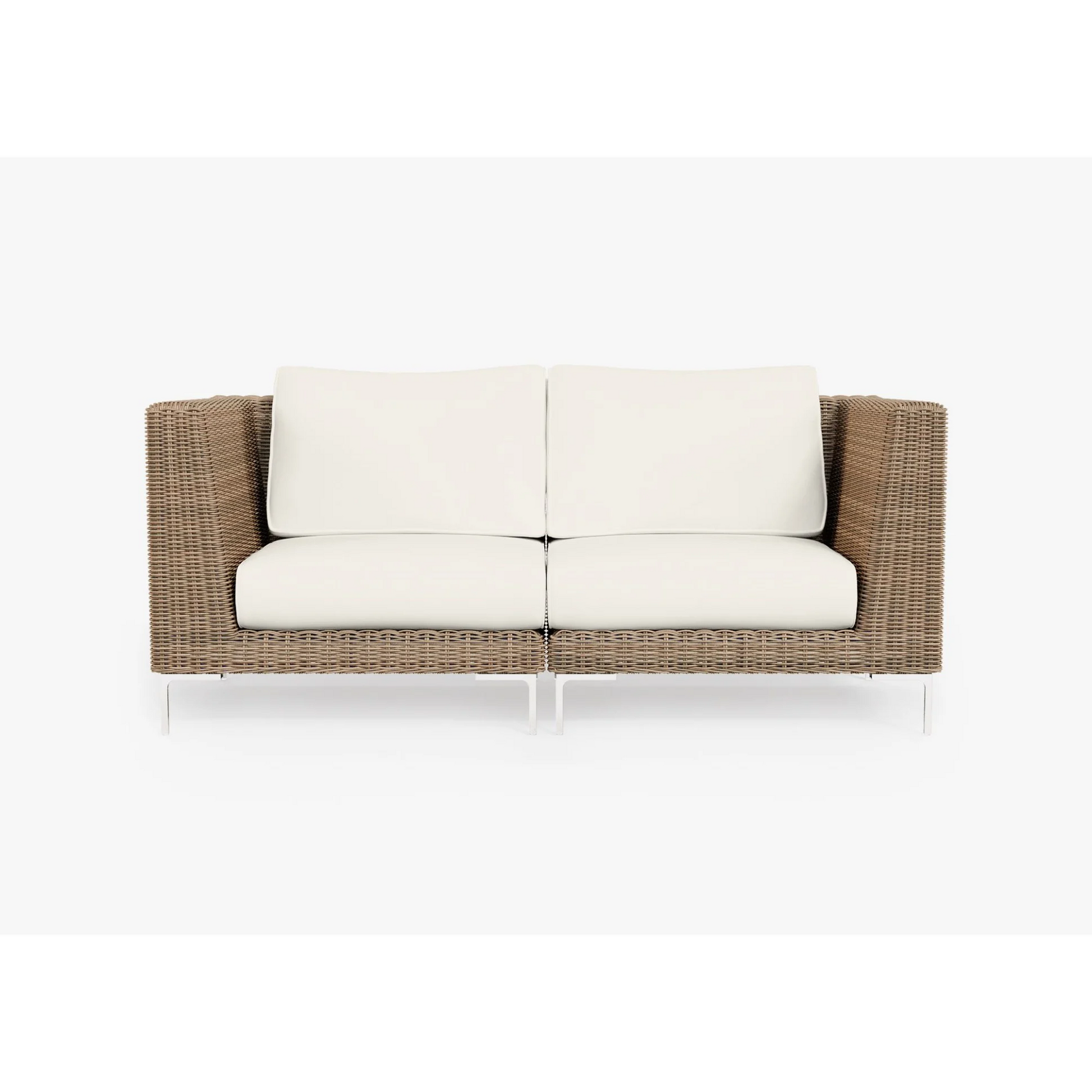 Live Outer 74" Brown Wicker Outdoor Loveseat With Palisades Cream Cushion