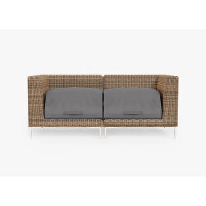 Live Outer 74" Brown Wicker Outdoor Loveseat With Sandstone Gray Cushion