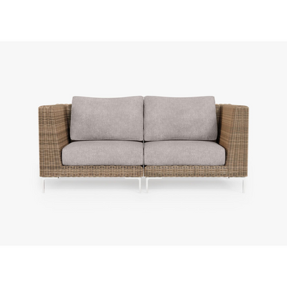 Live Outer 74" Brown Wicker Outdoor Loveseat With Sandstone Gray Cushion