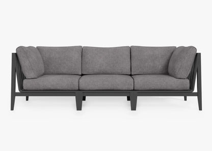 Live Outer 98" Charcoal Aluminum Outdoor 3-Seat Sofa With Dark Pebble Gray Cushion