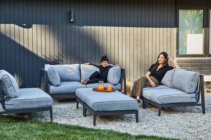 Live Outer 98" Charcoal Aluminum Outdoor 3-Seat Sofa With Pacific Fog Gray Cushion
