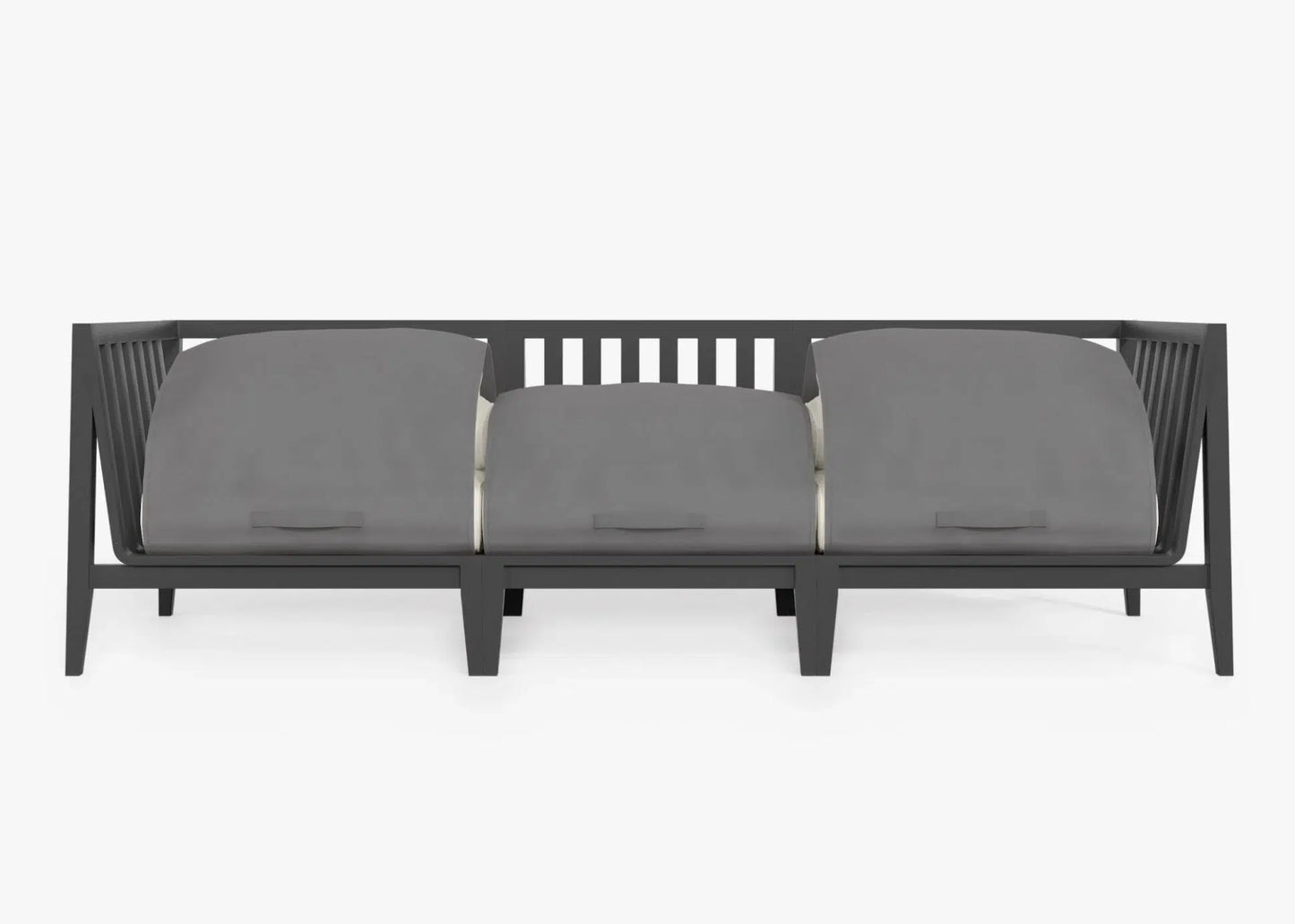 Live Outer 98" Charcoal Aluminum Outdoor 3-Seat Sofa With Palisades Cream Cushion