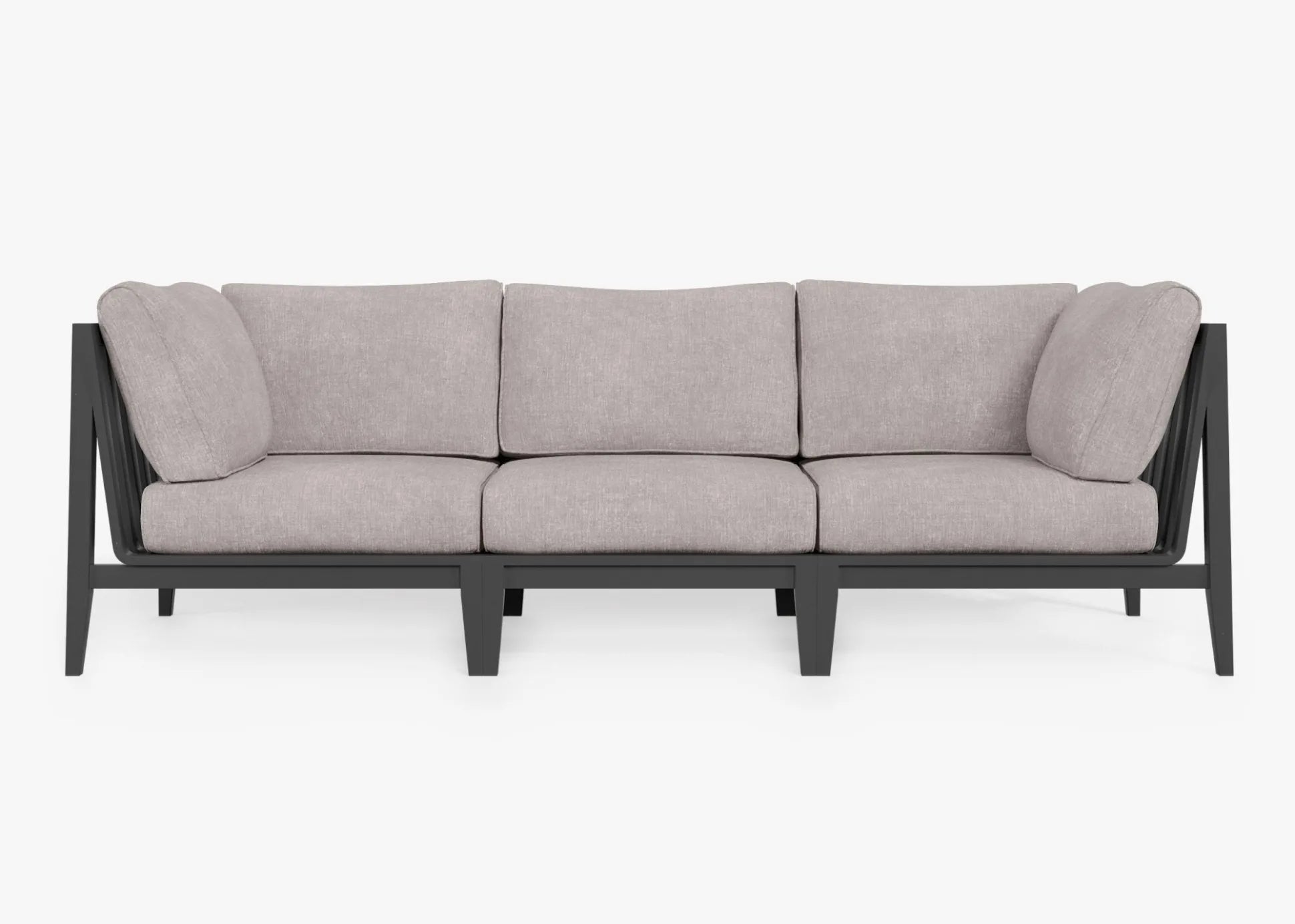 Live Outer 98" Charcoal Aluminum Outdoor 3-Seat Sofa With Sandstone Gray Cushion
