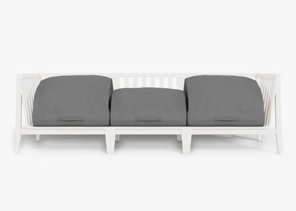 Live Outer 98" White Aluminum Outdoor 3-Seat Sofa With Dark Pebble Gray Cushion