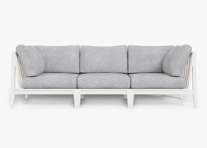Live Outer 98" White Aluminum Outdoor 3-Seat Sofa With Pacific Fog Gray Cushion