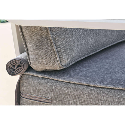 Live Outer 98" White Aluminum Outdoor Sofa With Armchairs and Pacific Fog Gray Cushion (5-Seat)