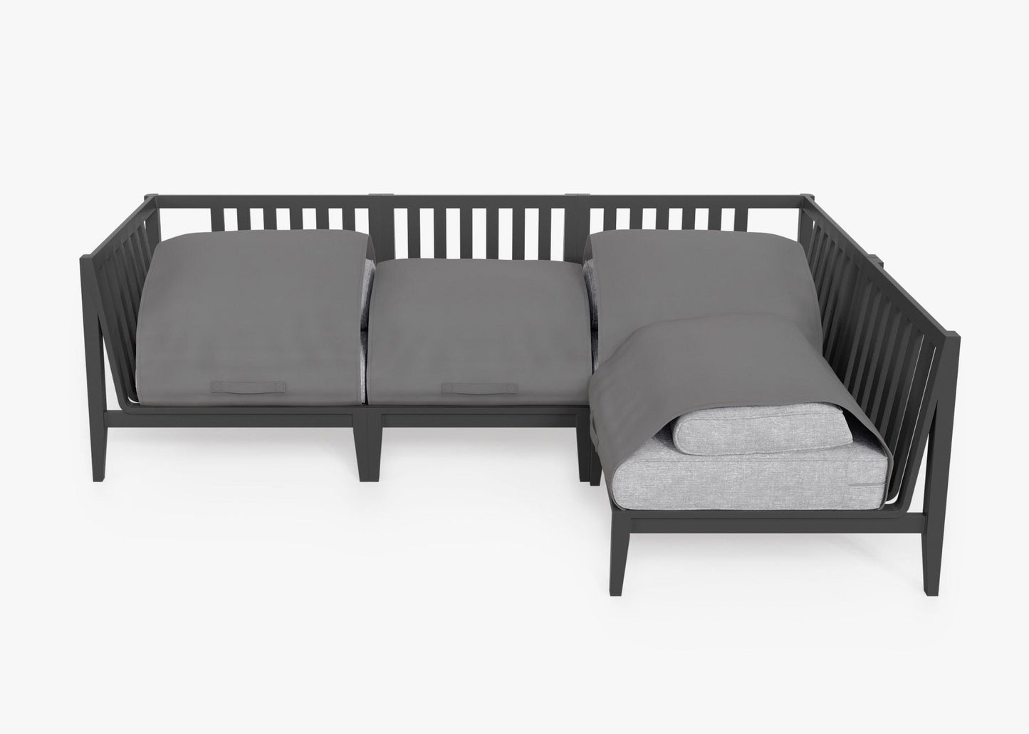 Live Outer 98" x 64" Charcoal Aluminum Outdoor L Shape Sectional 4-Seat With Pacific Fog Gray Cushion