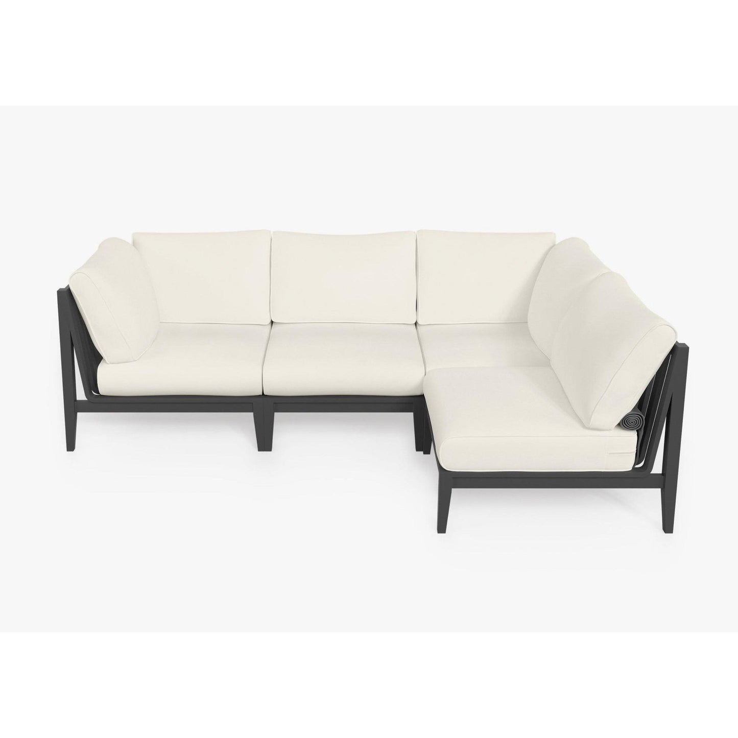 Live Outer 98" x 64" Charcoal Aluminum Outdoor L Shape Sectional 4-Seat With Palisades Cream Cushion