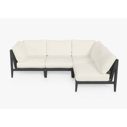 Live Outer 98" x 64" Charcoal Aluminum Outdoor L Shape Sectional 4-Seat With Palisades Cream Cushion