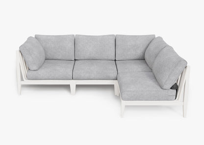 Live Outer 98" x 64" White Aluminum Outdoor L Shape Sectional 4-Seat With Pacific Fog Gray Cushion