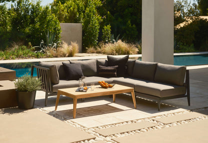 Live Outer 98" x 98" Charcoal Aluminum Outdoor Corner Sectional 5-Seat With Dark Pebble Gray Cushion