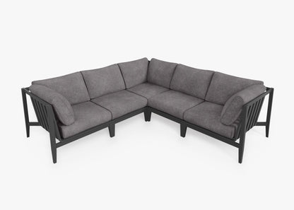 Live Outer 98" x 98" Charcoal Aluminum Outdoor Corner Sectional 5-Seat With Dark Pebble Gray Cushion
