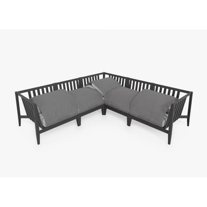Live Outer 98" x 98" Charcoal Aluminum Outdoor Corner Sectional 5-Seat With Pacific Fog Gray Cushion