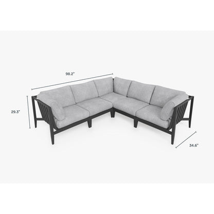 Live Outer 98" x 98" Charcoal Aluminum Outdoor Corner Sectional 5-Seat With Pacific Fog Gray Cushion