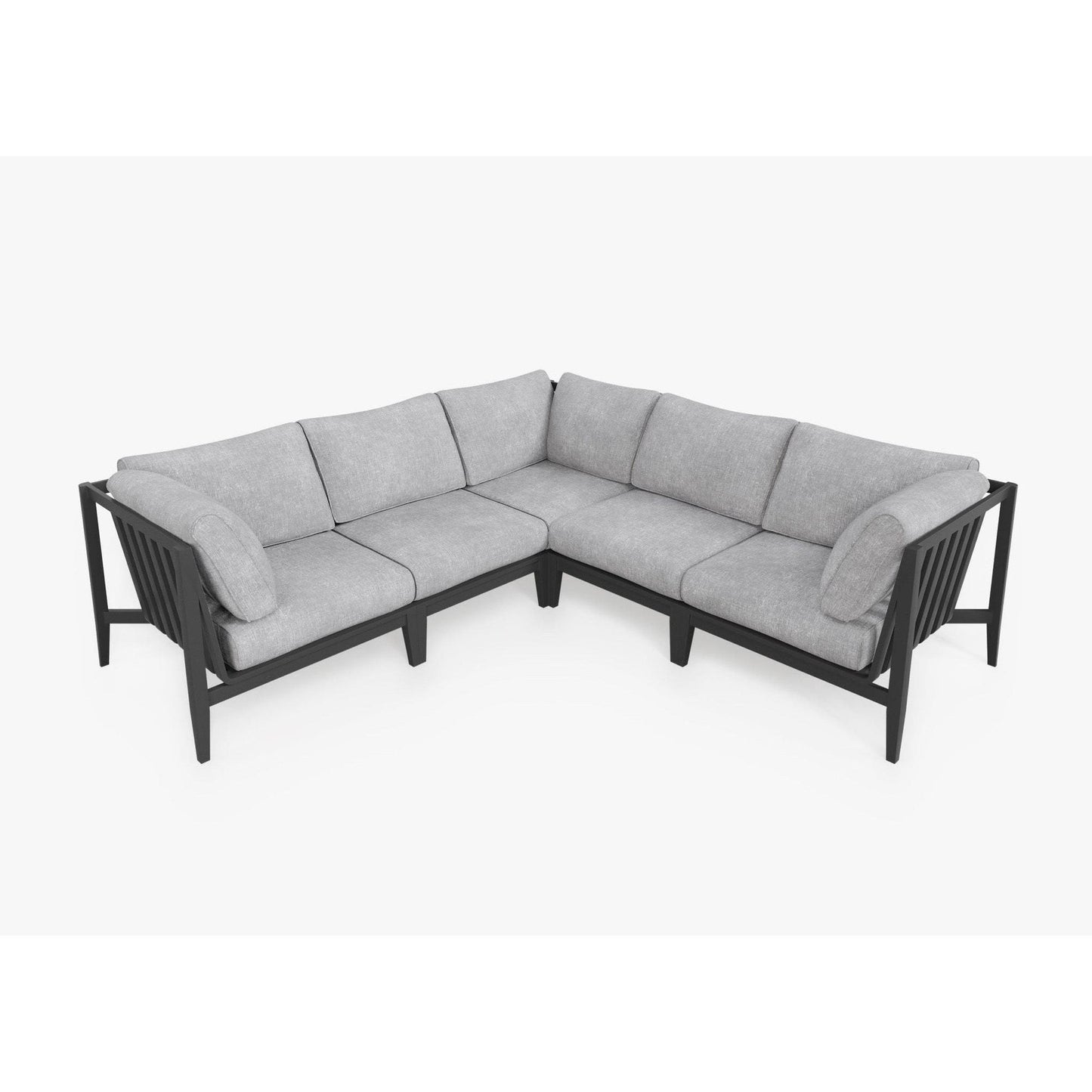 Live Outer 98" x 98" Charcoal Aluminum Outdoor Corner Sectional 5-Seat With Pacific Fog Gray Cushion