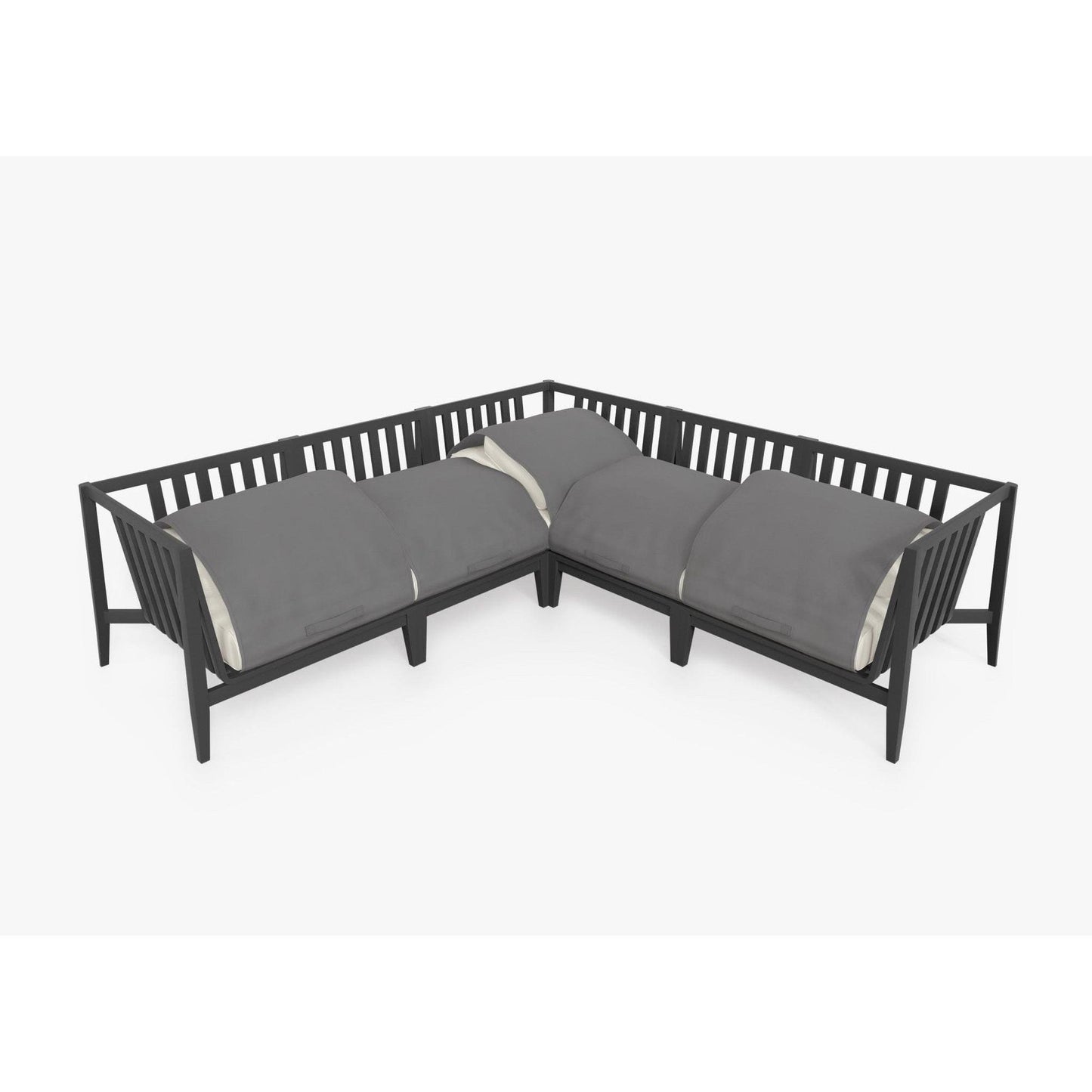 Live Outer 98" x 98" Charcoal Aluminum Outdoor Corner Sectional 5-Seat With Palisades Cream Cushion
