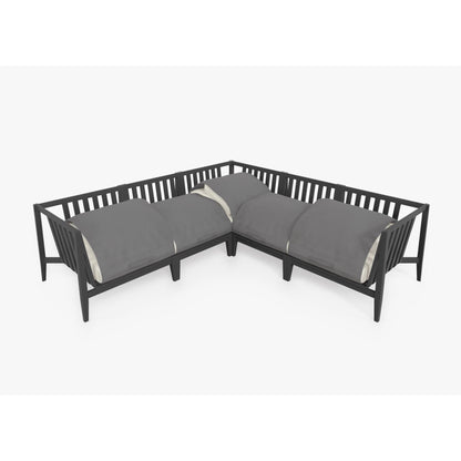 Live Outer 98" x 98" Charcoal Aluminum Outdoor Corner Sectional 5-Seat With Palisades Cream Cushion