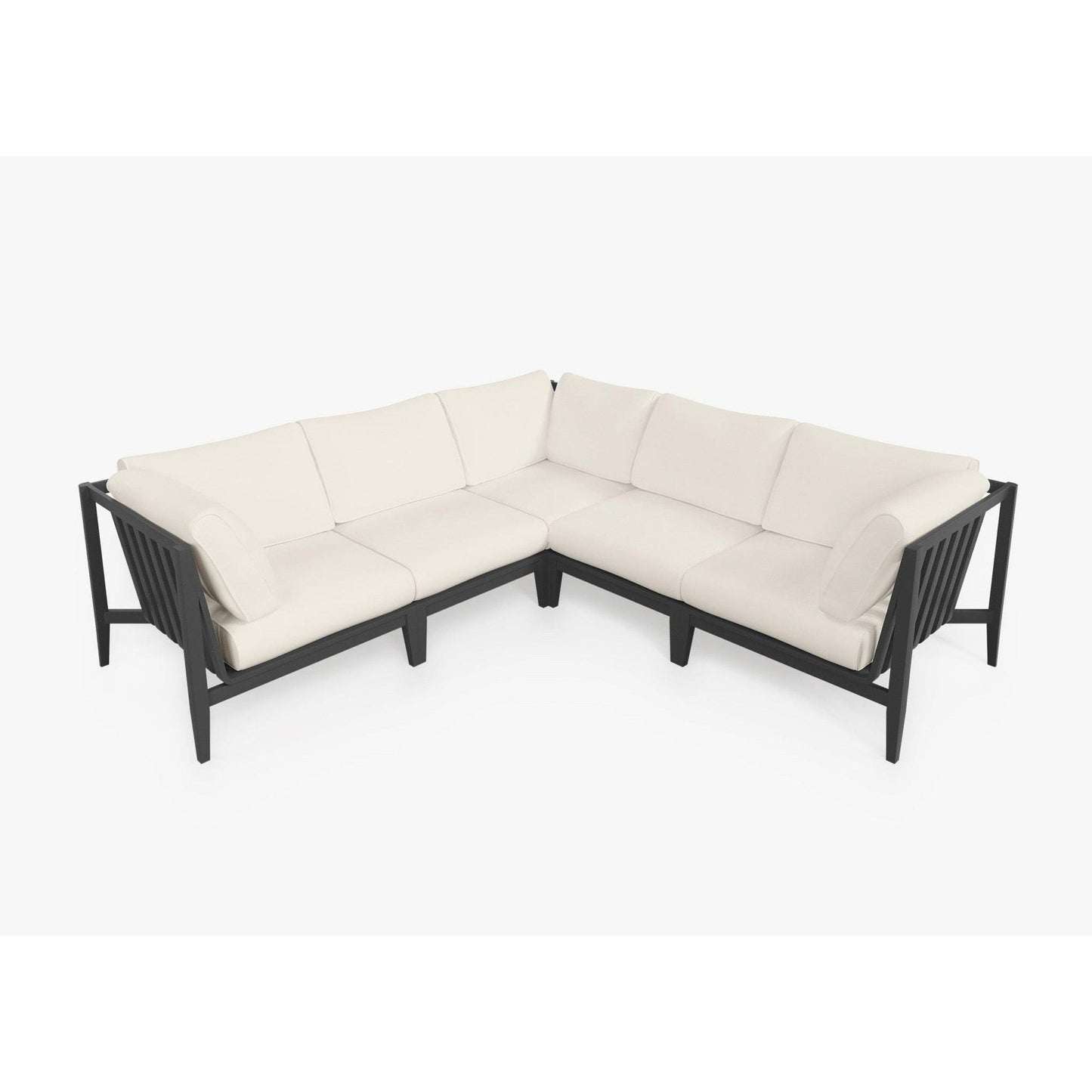 Live Outer 98" x 98" Charcoal Aluminum Outdoor Corner Sectional 5-Seat With Palisades Cream Cushion
