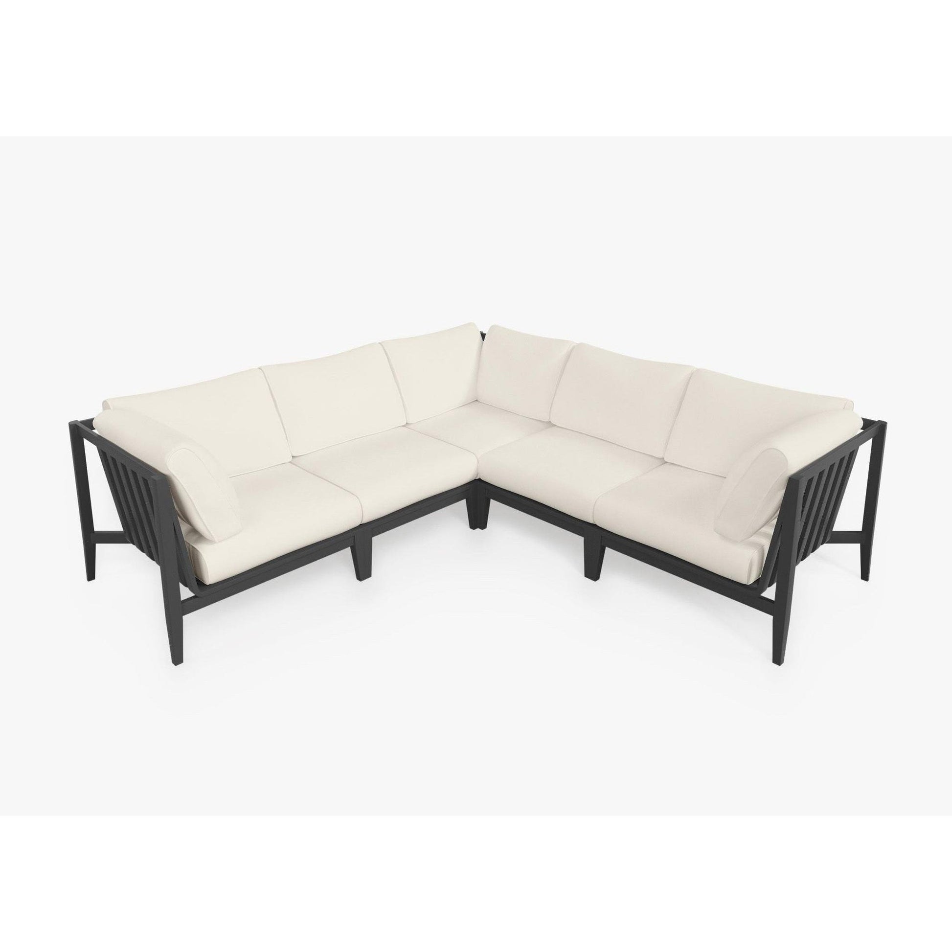 Live Outer 98" x 98" Charcoal Aluminum Outdoor Corner Sectional 5-Seat With Palisades Cream Cushion